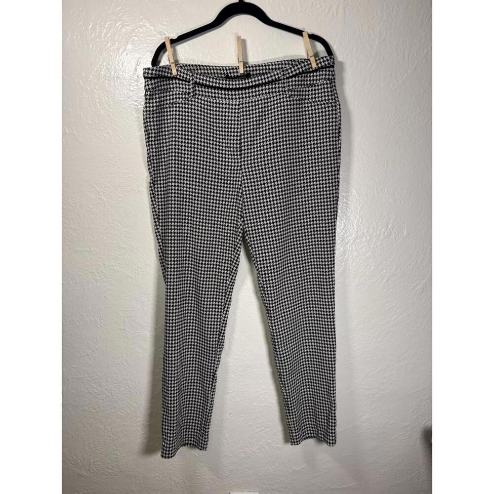 Houndstooth Pull On Pants Sz 16 Belt Loops‎ Classic Preppy Academia Office Poet